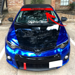 Windshield banner red universal decal with Shine Graffix logo