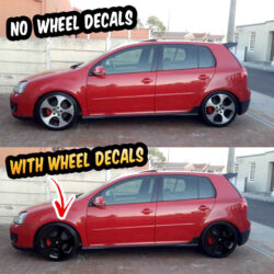 VW Golf GTI mk5 mk6 wheel decals 18" Detroit wheels black