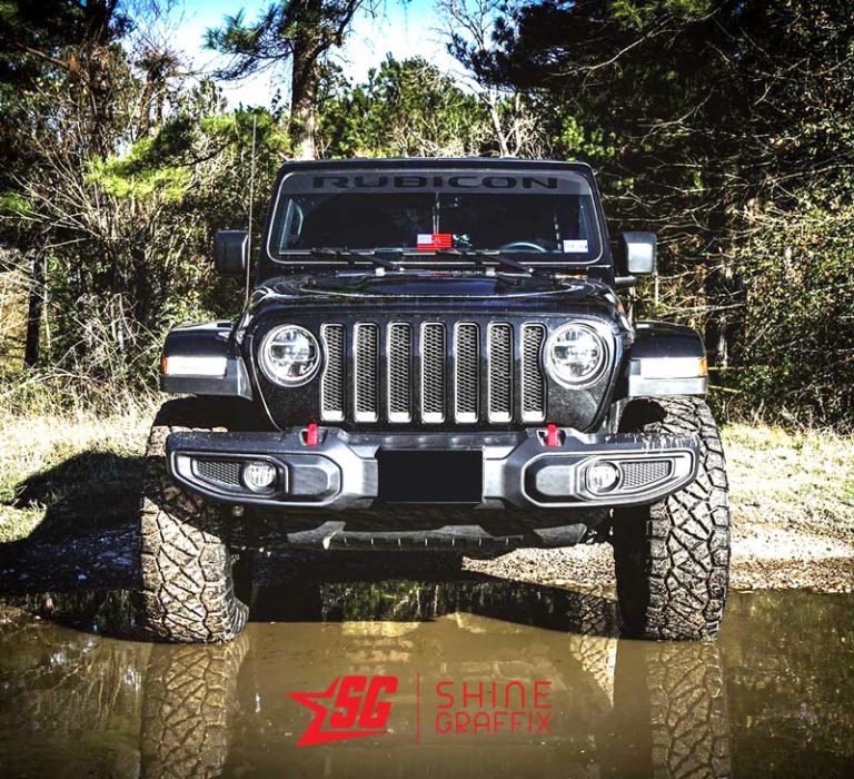 Jeep Rubicon WINDSHIELD Banner Matte Black Front