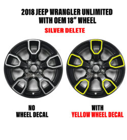 2018 Jeep Wrangle Unlimited JK 18in wheel decals Overlays chrome delete