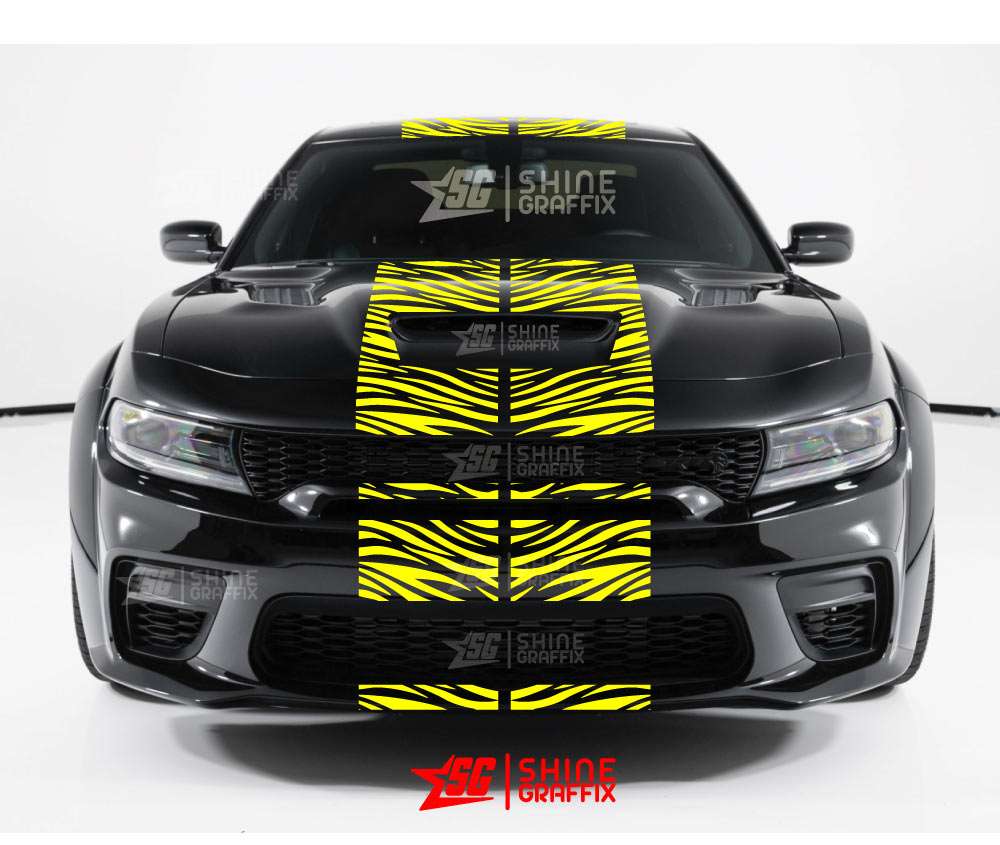 Dodge charger 2022 Hellcat red eye stripes TIGER front view bumper hood