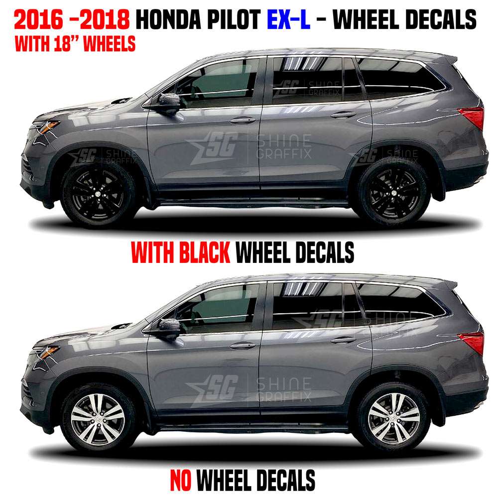 2016 2017 2018 Honda pilot EXL EX-L black wheel decals side view 18" WHEELS