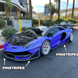 Lamborghini Aventador with vinyl pinstripes installed
