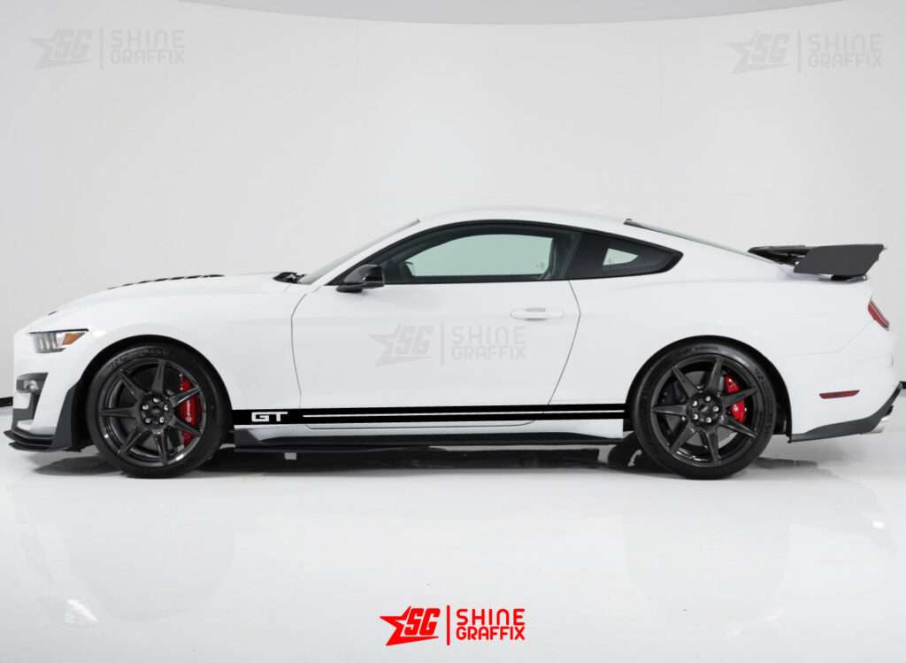 Mustang GT replica side stripe rocker stripes black white