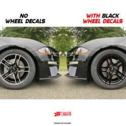Ford Mustang 2018 - 2023 wheel decals black vs no wheel decal sample