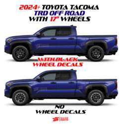 2024 Toyota Tacoma-TRD off-road with 17" Wheels decals oem truck side view chrome delete